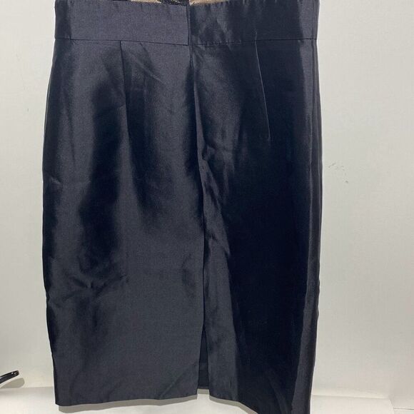 Kay Unger Women's Black Sequined Sheer Satin Sleeveless Sheath Dress Size 6 - Picture 5 of 7